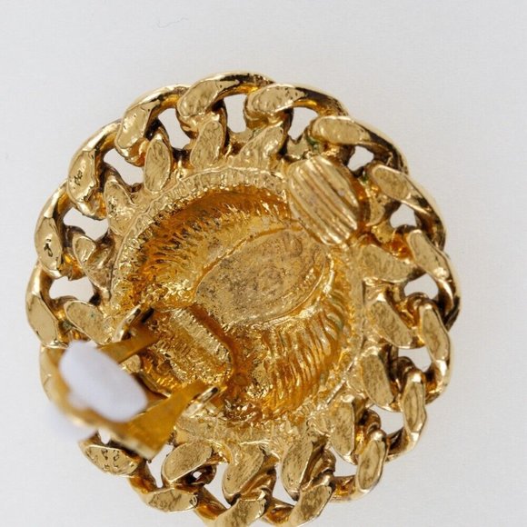 CHANEL COCO Mark Earring Matelasse vintage Plated Gold - Picture 4 of 7